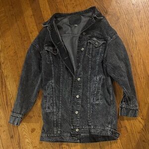 AE Oversized Washed Black Denim Jacket